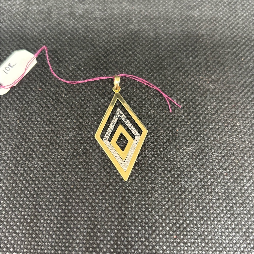 Elegant 10K Gold and 10K white gold Geometric Pendant